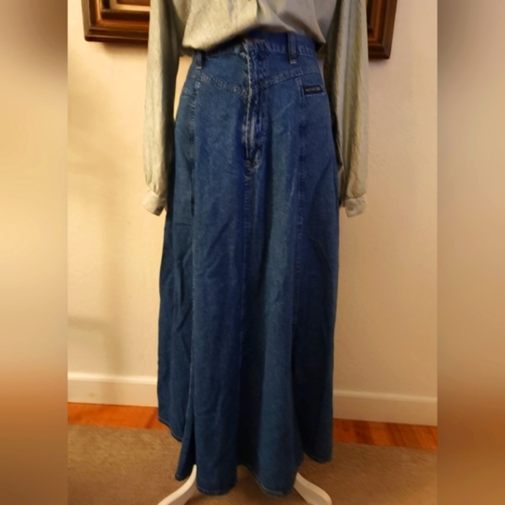 1980s Western Ethics Long Jean Skirt